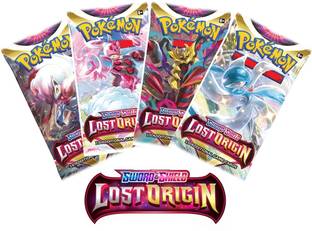 CrazyBuy Pokemon Sword & Shield Lost Origin(Vmax, V Star, V, Basic Cards) 4 Booster Cards