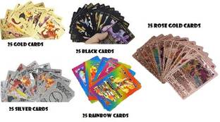 CrazyBuy Pokemon 25 Gold,25 Black,25 Silver,25 rosegold & 25 Rainbow. V GX EX DX Card