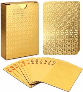 Bastex 24 K Gold Plated Poker Playing Cards 3 Patti Table Games,Golden Foil Casino Grade Deck of Playing Cards : 100 Dollar Design/Best Gold Plated Card 100 Dollar -Gold 24K Gold Plated Standard Sized Playing Cards/Poker Playing Card American Dollar