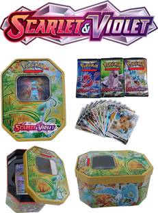 CrazyBuy Pokemon Scarlet & Violet Series Tin with 40 cards 3 booster pack and 1 play mate