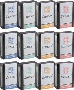 LANCER PVC Plastic Colorfull Playing Cards/Poker Cards For Bridge Rummy Pack Of 12,