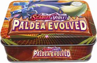 TCG Playing cards Scarlet & Violet Paldea Evolved Metal Box Tin with ex cards