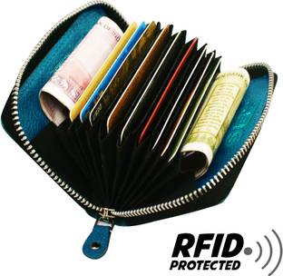 ABYS Genuine Leather RFID Protected Credit Card Holder For Men And Women 10 Card Holder
