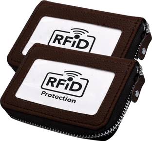 GREEN DRAGONFLY® Leather RFID Protected Credit Card Holder for Men & Women 10 Card Holder