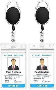 ASV Heavy Duty Retractable Badge Holder with Waterproof Zip Lock Vertical ID 2 Card Holder