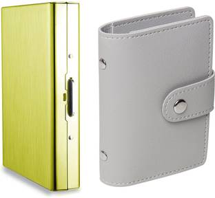 StealODeal PU Leather PVC Business 26 Slot With RFID Blocking Metal Credit/Debit Slot 8 Card Holder