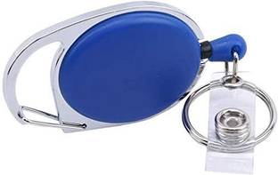 IVYPRINTS Blue Oval Shape Retractable Clip for Id Card Holder 1 Card Holder