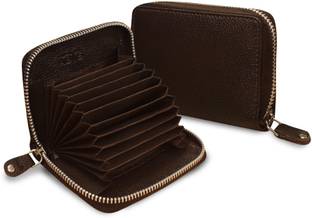 ABYS 100 % Genuine Leather Men Wallet||ATM Card Case||Money Purse||Card Holder with Zip Closure (Brown)