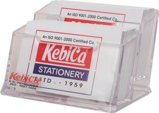 Kebica 2 Compartments Acrylic Business Card Holder 2 Slots Visiting Card Stand holds approximately 130 cards