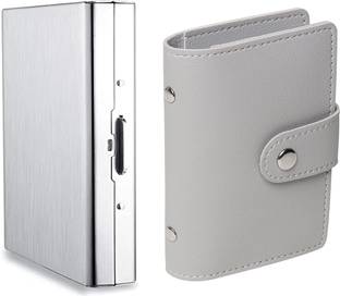 StealODeal PU Leather PVC Business 26 Slot With RFID Blocking Metal Credit/Debit Slot 8 Card Holder