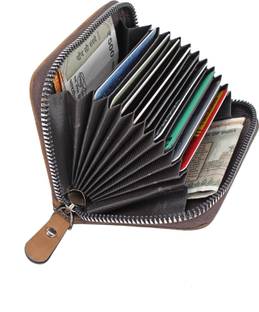 StealODeal Long-Lasting Leather Zipper Debit/Credit/ATM 11 to 10 Card Holder