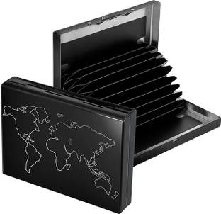 StealODeal Black World Map Laser Print Front Pocket RFID Blocking Credit/Debit 10 Card Holder