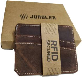 Jungler RFID Blocking Credit Card Debit Card Case (Genuine Hunter Leather, Color: Brown) 6 Card Holder
