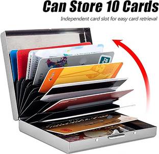 Flipkart SmartBuy Silver RFID Blocking 10 Slot Metal Laser Print Credit/Debit/ATM Slots 10 Card Holder