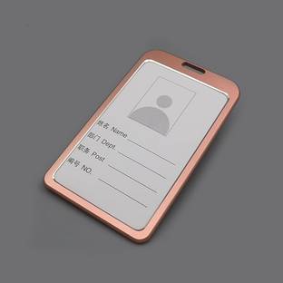 PIXFLIK Metal PVC ID Card Holder/Badge with Scratch Guard for Office ID Cards Only 2 Card Holder