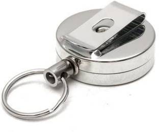US CREATIONS Heavy Duty Wire Rope Key Retractable Holding Ring Clip With Tools Metal Wire Key Chain