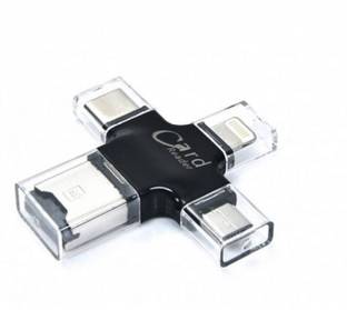 MESHIV 4 in 1 OTG: Lightning + Type C + Micro USB + USB Card Reader Card Reader