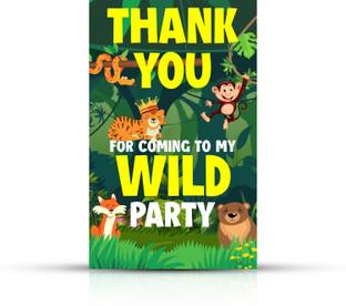 ZYOZI Jungle Theme Thank You for Coming To My Wild Party Tags for Birthday,Thanksgivin Invitation Card