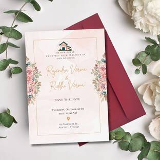 AanyaCentric House Warming Party 5.8 x 8.3 inch with Return Gift Sticky Labels Tags Invitation Card