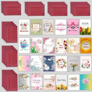 AanyaCentric 24 Pcs 2x2.9inch Best Wishes Folded Blank with Envelope Printed Gift Tags Greeting Card