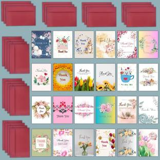 AanyaCentric Thank You Mini Small Greeting Card - Blank Inside - A7 Size GIft with Envelopes Greeting Card
