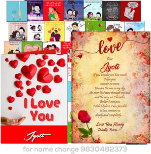 Midas Craft Unique Romantic Gift Combo with name Jyoti Love gift for people in Love 01. Greeting Card