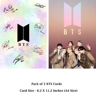 Stylotrendz Pack of 2 A4 Size BTS Signature Card and BTS Army BTS Members Glossy BTS26 Greeting Card