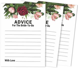 Inkdotpot Floral Greenery Advice and Wishes Set of 50 Bridal Shower Advice Fun Card Game Invitation Card