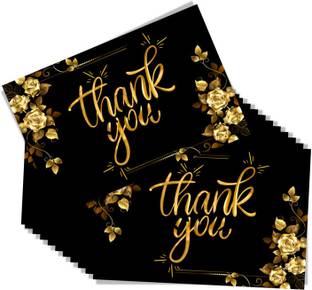 LAZYLINES Thank You Card, Golden Floral Greeting Card