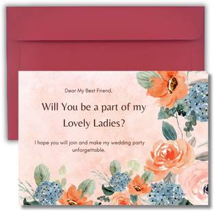 AanyaCentric 5.8x8.3inch Bridesmaid Proposal Printed Invite For Best Friends Girls Blank Back Invitation Card