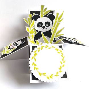 Chandrans Creation Panda Pop Up Card Greeting Card