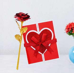 nyarogift I Love You Greeting Card with Artificial Rose Greeting Card