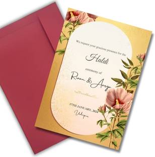 AanyaCentric 5.8x8.3inches Haldi Ceremony A5 Size Self Fill-in Invite with Premium Envelope Invitation Card