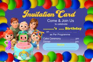 Naveen Cocomelon Theme Birthday Party Invitation Card 25 Pcs Set Invitation Card Invitation Card