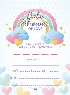 D2C Baby Shower Invitation Card Rainbow Design Multicolor (Size 5.5x7.5 inch) Invitation Card