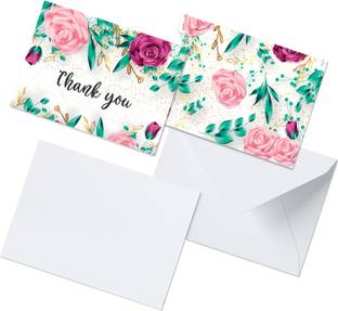CLICKEDIN Floral Designed, 24 Envelops and 24 Thank You Greeting Card