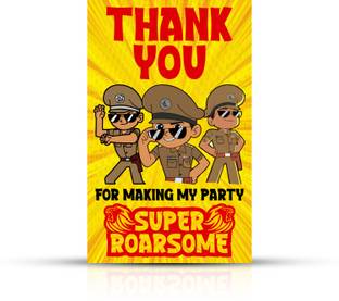 ZYOZI Little Singham Theme ThankYou for Makin My Party Super Roarsome Tag for Birthday Invitation Card