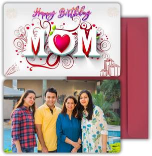 AanyaCentric 5.4x8.6cm PVC Mother Birthday Customized Photo Wallet Card Gift with Envelope Greeting Card