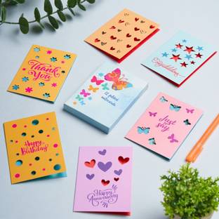 Doodle Set of 12 Laser Cut Notecard contains 6 unique cards with two copies of each Greeting Card