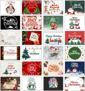 AanyaCentric 2x2.9inches Merry Christmas A8 Mini Printed Gift Tag Folded Blank Inside Greeting Card