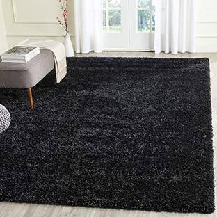 Shag Weaving Black Polyester Carpet