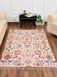 HOMADORN Multicolor Polyester Dhurrie