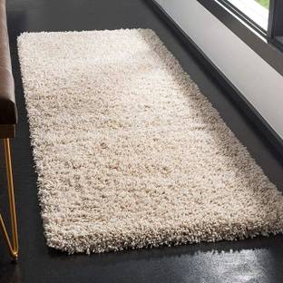 Shag Weaving Beige Polyester Area Rug