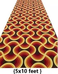 Acarpet Red, Beige, Light Green Synthetic Carpet