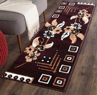 Samjeeda Handloom carpets Brown Polyester, Acrylic Runner