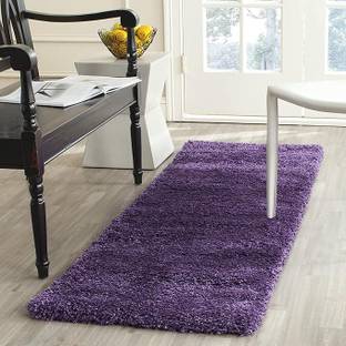 Shag Weaving Purple Polyester Area Rug
