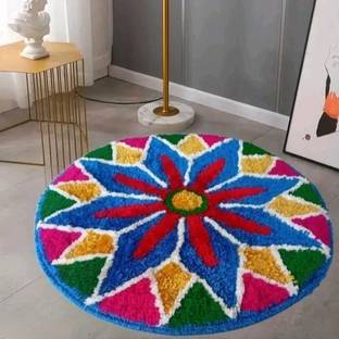 Rylie Multicolor, Blue Rubber, Velvet Area Rug