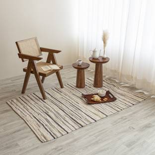 HOMEMONDE Beige Cotton Area Rug