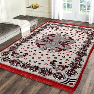 Flipkart SmartBuy Maroon, Black Cotton Carpet