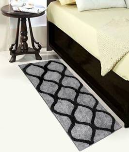 RM Handloom Grey, Black Polyester Runner